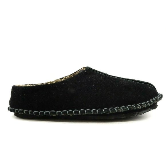 1901 Dakota Black Leather Lined Split Toe Casual Slippers Shoes Men's 9 M - Picture 1 of 11